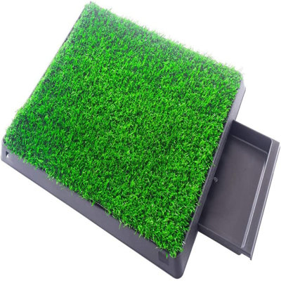 Tucker Murphy Pet Dog Grass Pad with Tray Artificial Grass Mats Washable Grass Pee Pads for Dogs Pet Toilet Potty Tray for Puppy Small Pet Dogs Turf Potty Training